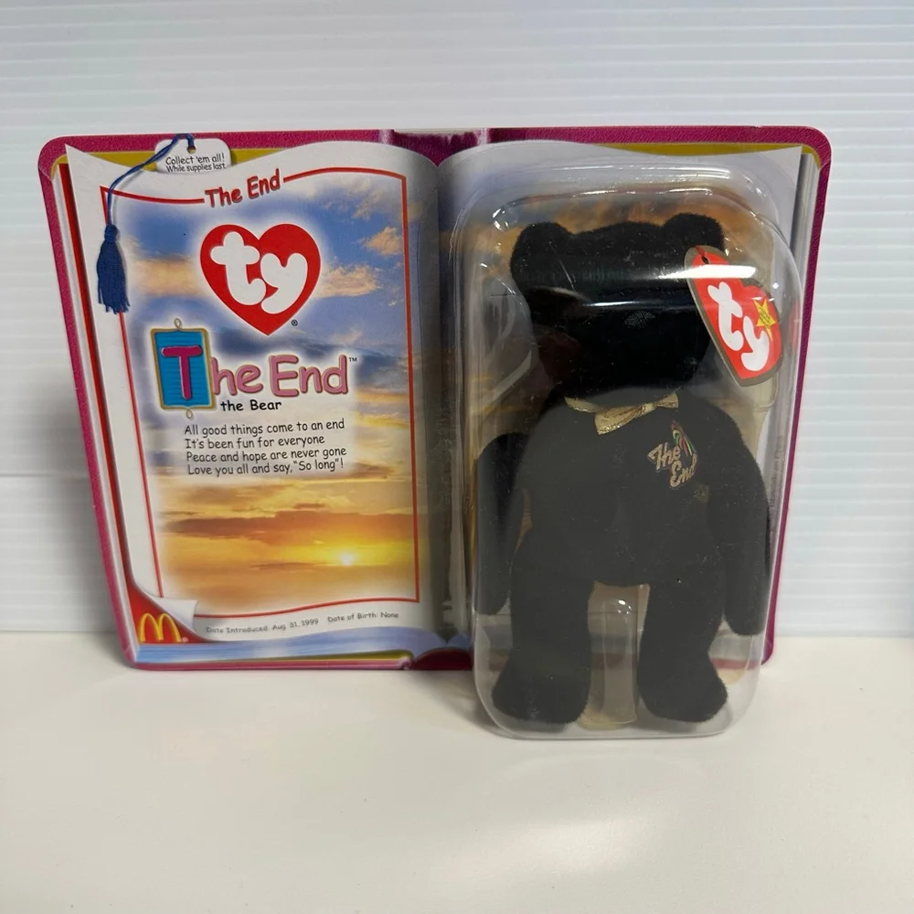 Ty The End Bear Teenie Beanie Babies McDonald's 2000 - Black Vintage New in Box
